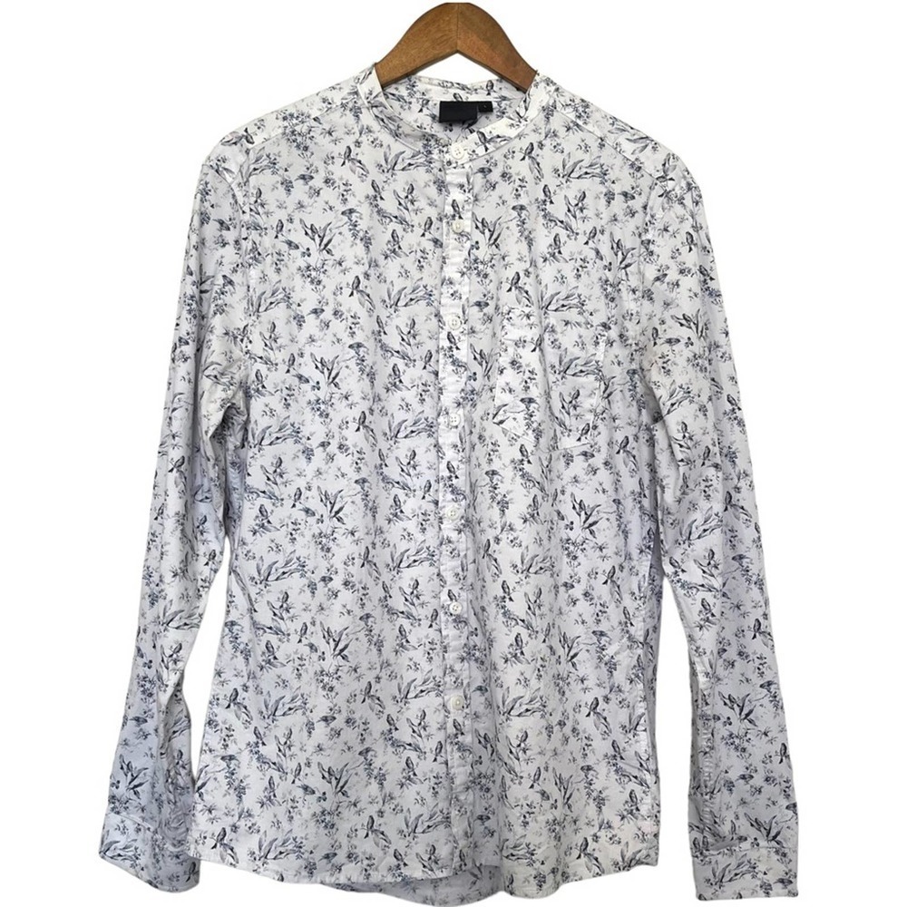 Asos Bird Print Pattern Button Down Shirt Size La… - image 1